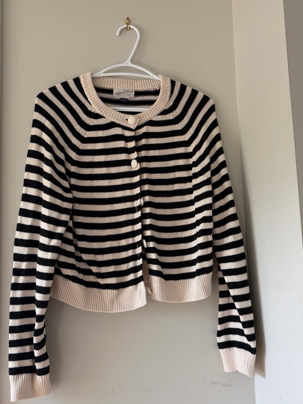 Universal Thread Black and Cream Striped Button-Front Cardigan